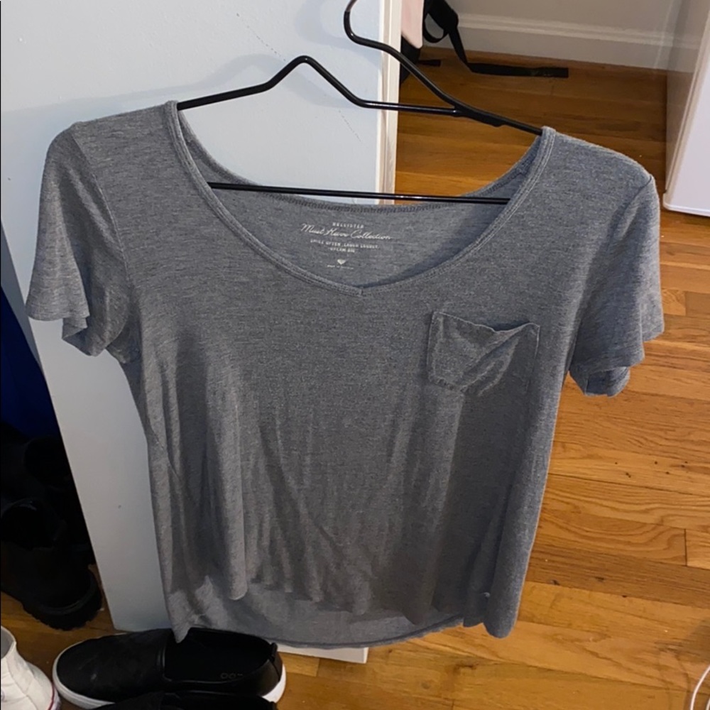 grey flowy top